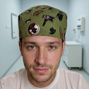 Green Surgical Cap with Horror Print